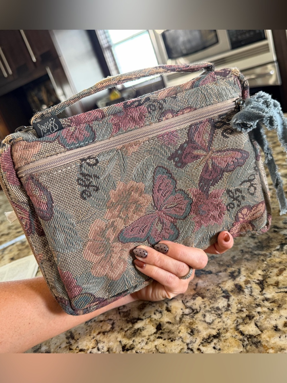Vintage Gregg Floral|Butterfly Tapestry Bible Cover Carrying Case Made USA